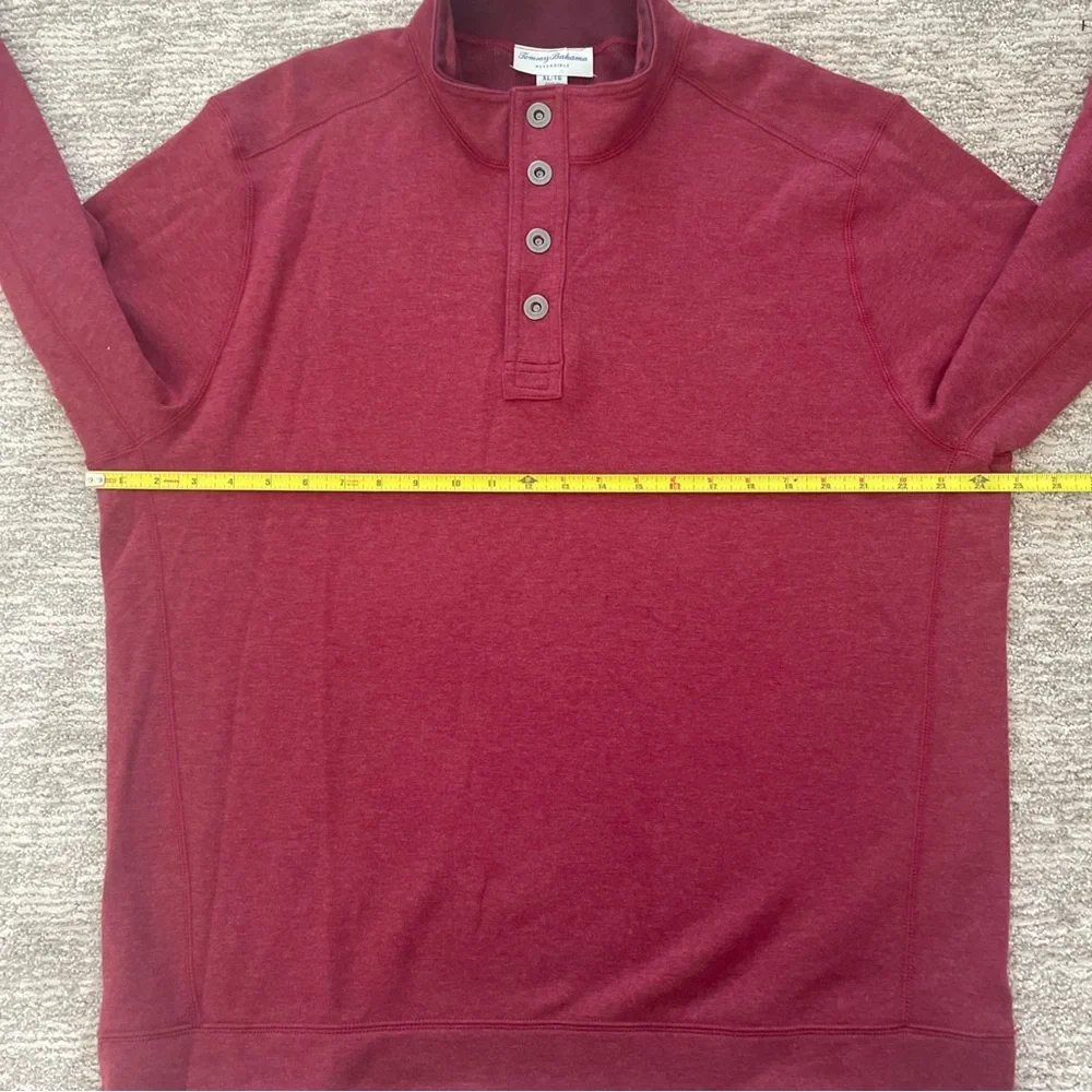 Tommy Bahama 1/4 Snap Pullover Sweater Men’s XL Reversible Mock Neck Burgundy